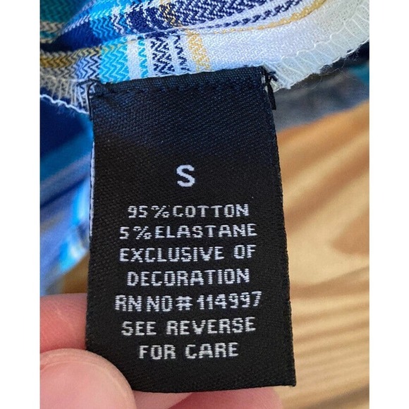 NWT Tolani Collection Embroidered Button Front Plaid Top Size Small Women’s Blue - Picture 4 of 9